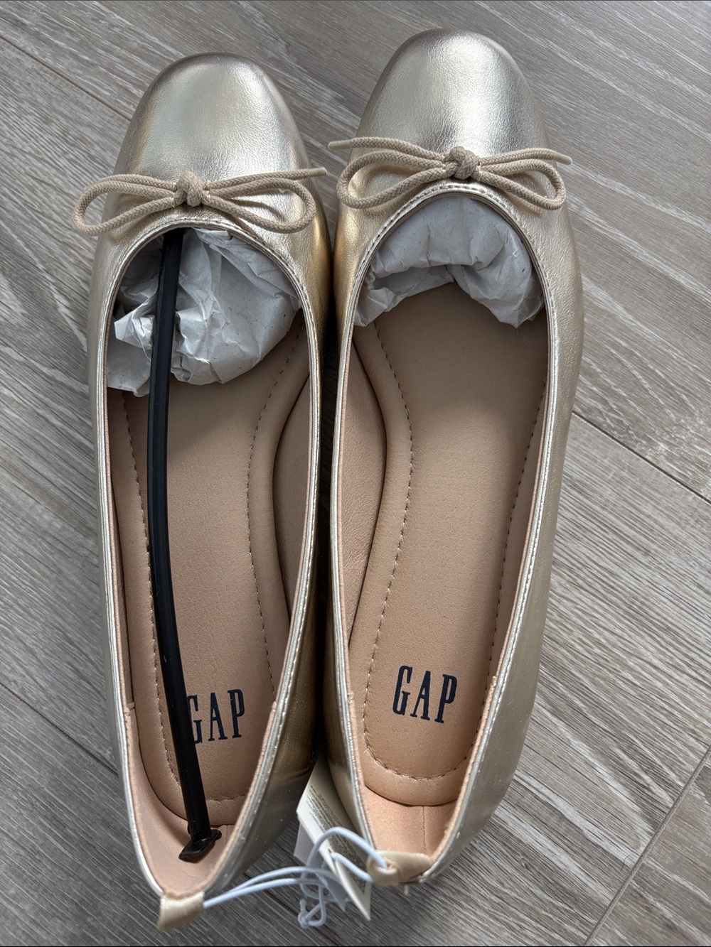 GAP Metallic Gold Bow Ballet Flats
